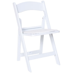 White Padded Resin Folding Chair